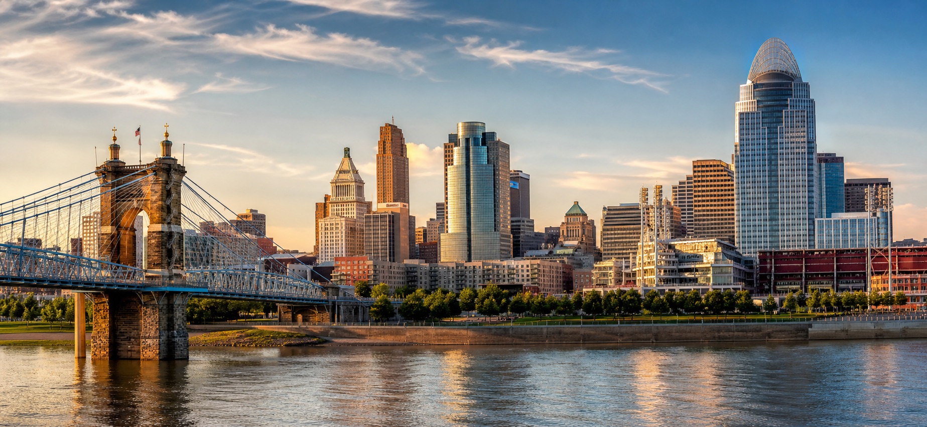Downtown Cincinnati skyline along the Ohio River